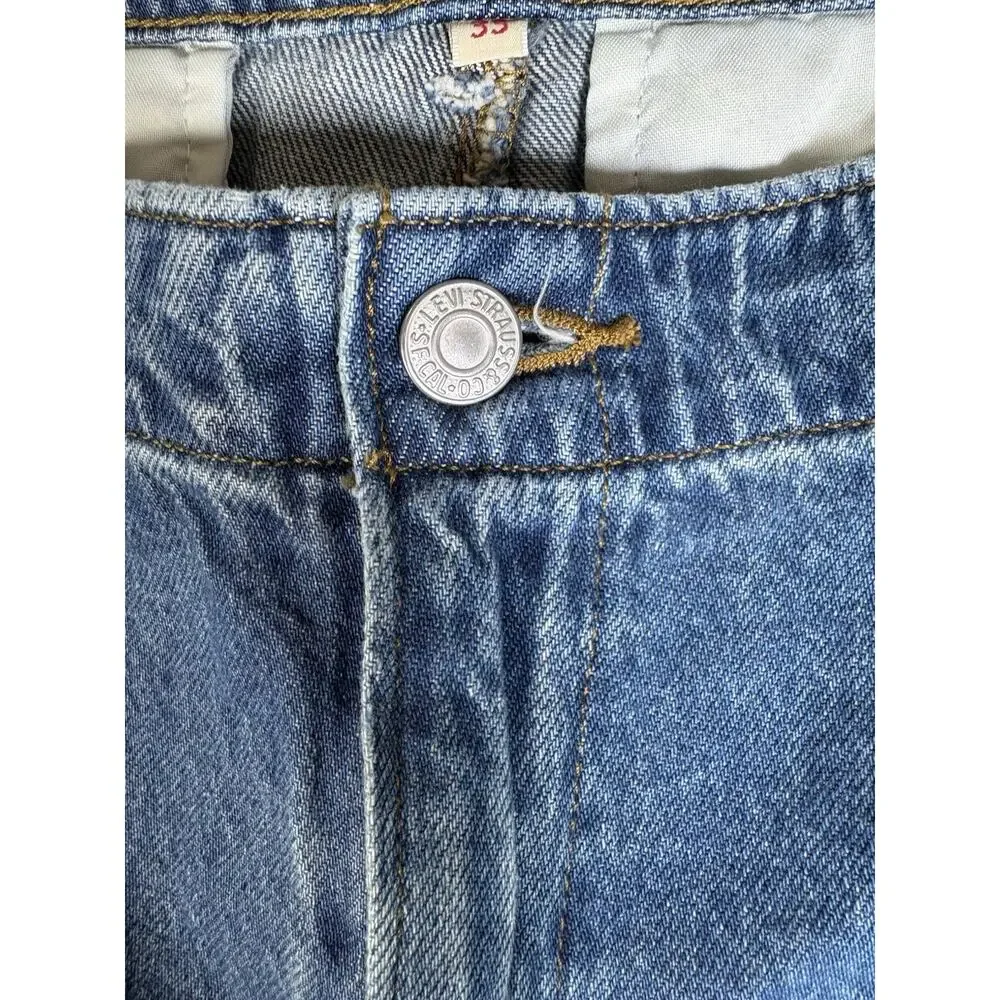 Levis Baggy Jeans Womens 38x31 Blue Premium Mile High Cropped Wide Leg Denim